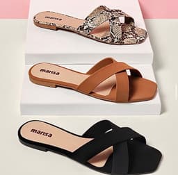 Chick leather slide in Black, brown and tiger skin